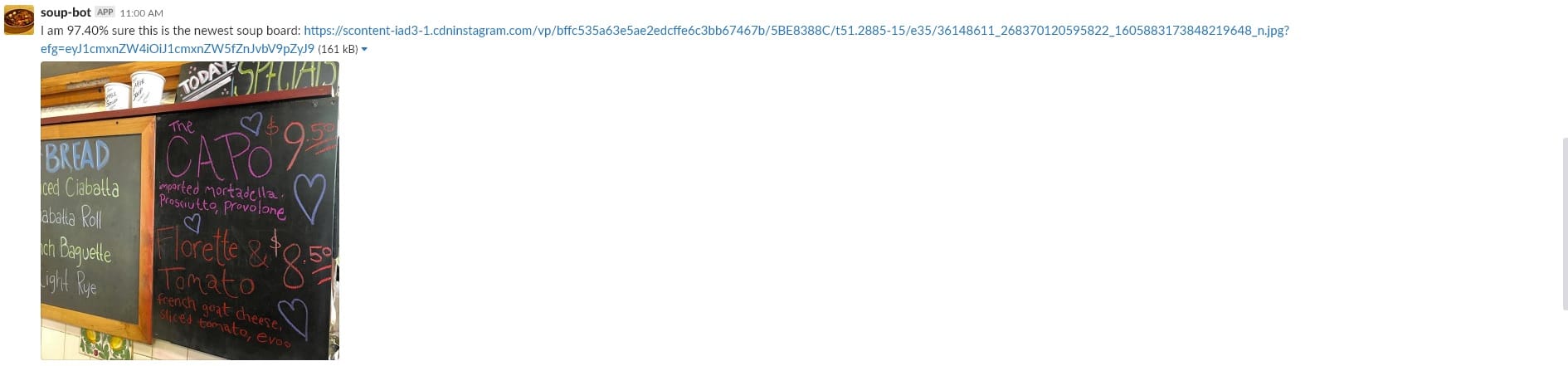 Soup Bot: A Slack Bot That Scrapes Specials Menus From Instagram